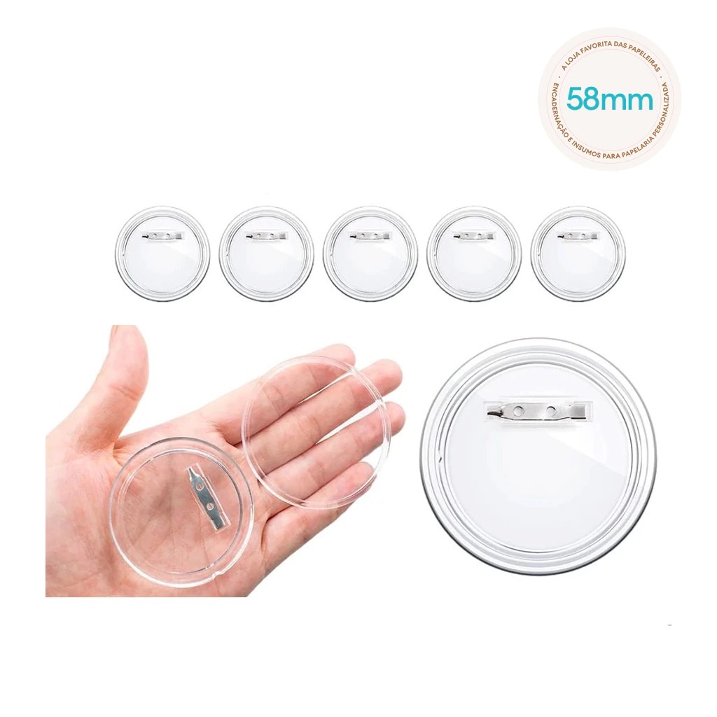 5 Bottons Acrílico Transparente 58mm Para Personalizar Fotos Mensagens Lembrancinhas Brindes - Ref. BT02 em Oferta na Shopee