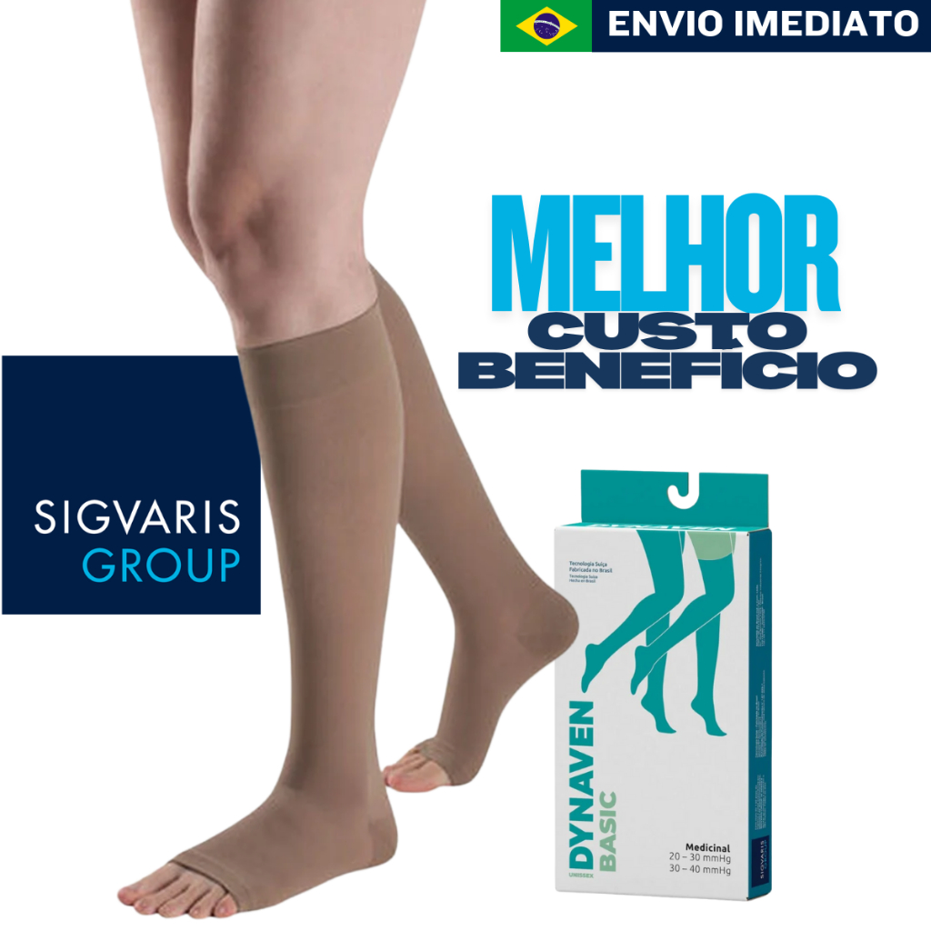 Meia de Compressão Panturrilha 3/4 Dynaven Basic 20-30mmHg Elastica - Sigvaris Varizes Linfedema em Oferta na Shopee