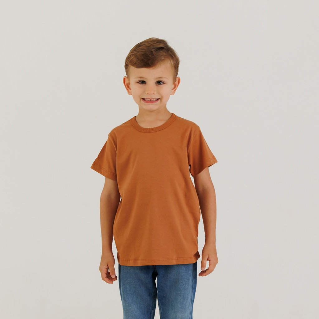 Camiseta Basica Infantil de Meia Malha Unissex Manga Curta 1/2/3/4/6/8/10