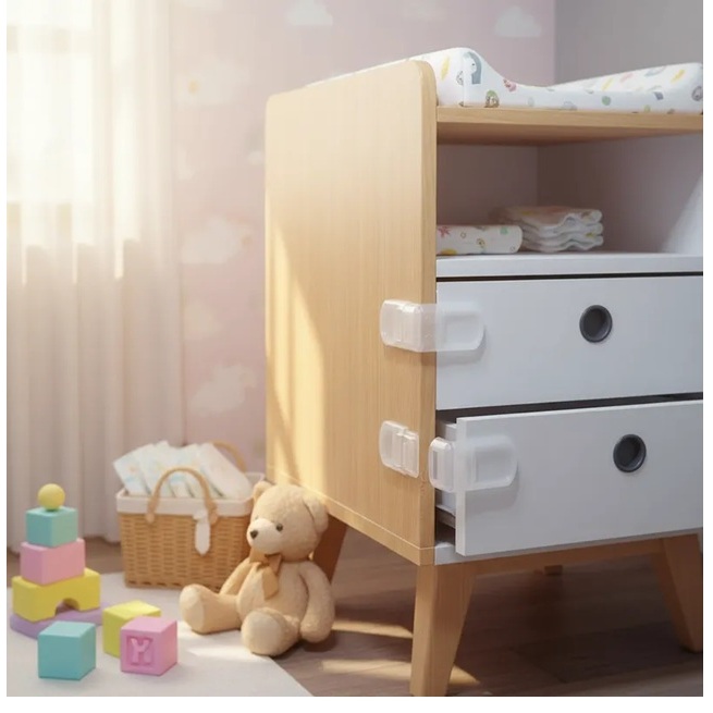 5 Travas de Gaveta Lateral Transparente Segurança Bebê