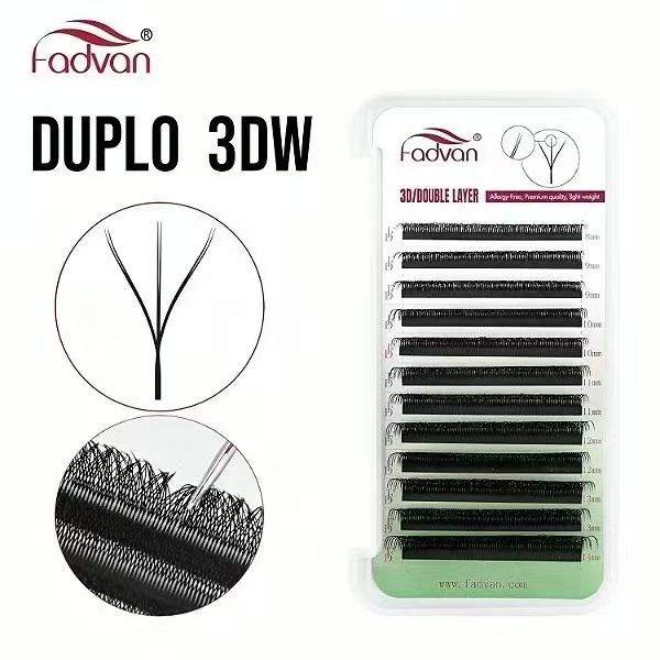 Cilios Fadvan 3D duplo  W Volume Egípcio 0,07D - Preto - ORIGINAL Tudas numeracao- Maquiagem Profissional