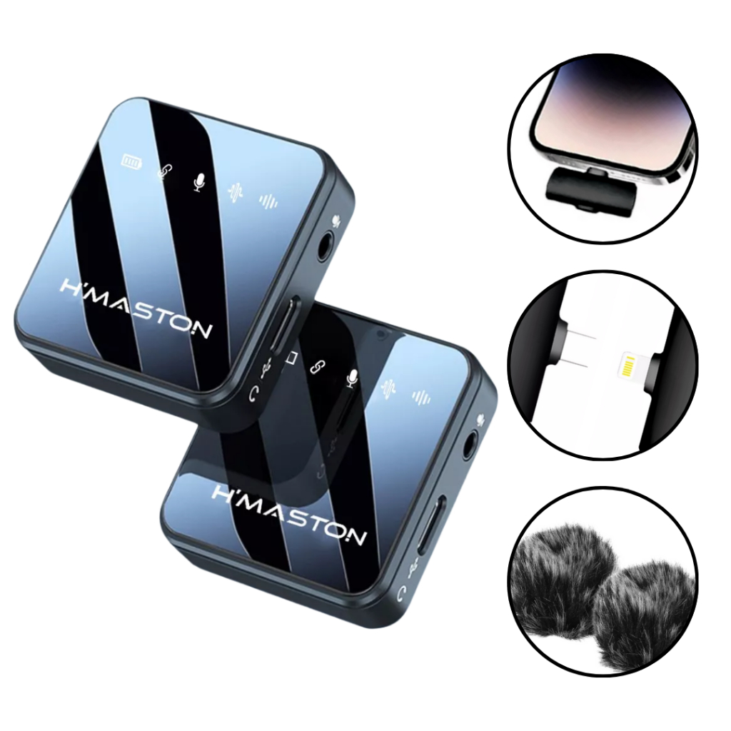 Microfone Sem Fio Lapela Hmaston Profissional Compatível Celular Som Limpo Longa Duração em Oferta na Shopee