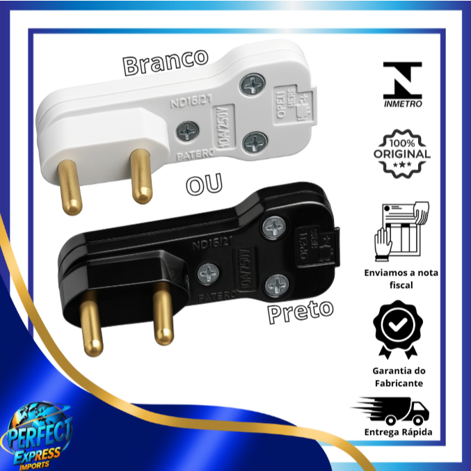 Plugue Macho Longitudinal 90° Lateral Desmontável 10A/20A Saída 90º Prensa Cabo NBR 14136 Evita Dobra seguro em Oferta na Shopee