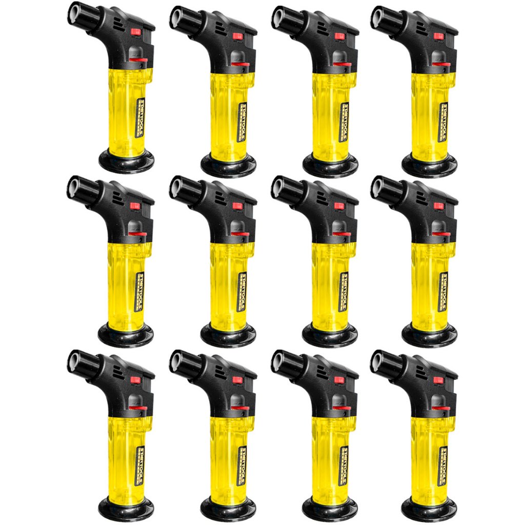 Mini Maçarico Recarregável Portátil Culinário com Trava de Segurança e Regulagem de Chama Kit 12 em Oferta na Shopee