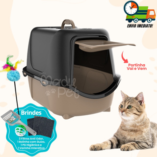 Caixa de Areia Para Gatos Fechada Banheiro Sanitário + Filtro Anti Odor e Pá Promoção Envio Imediato em Oferta na Shopee