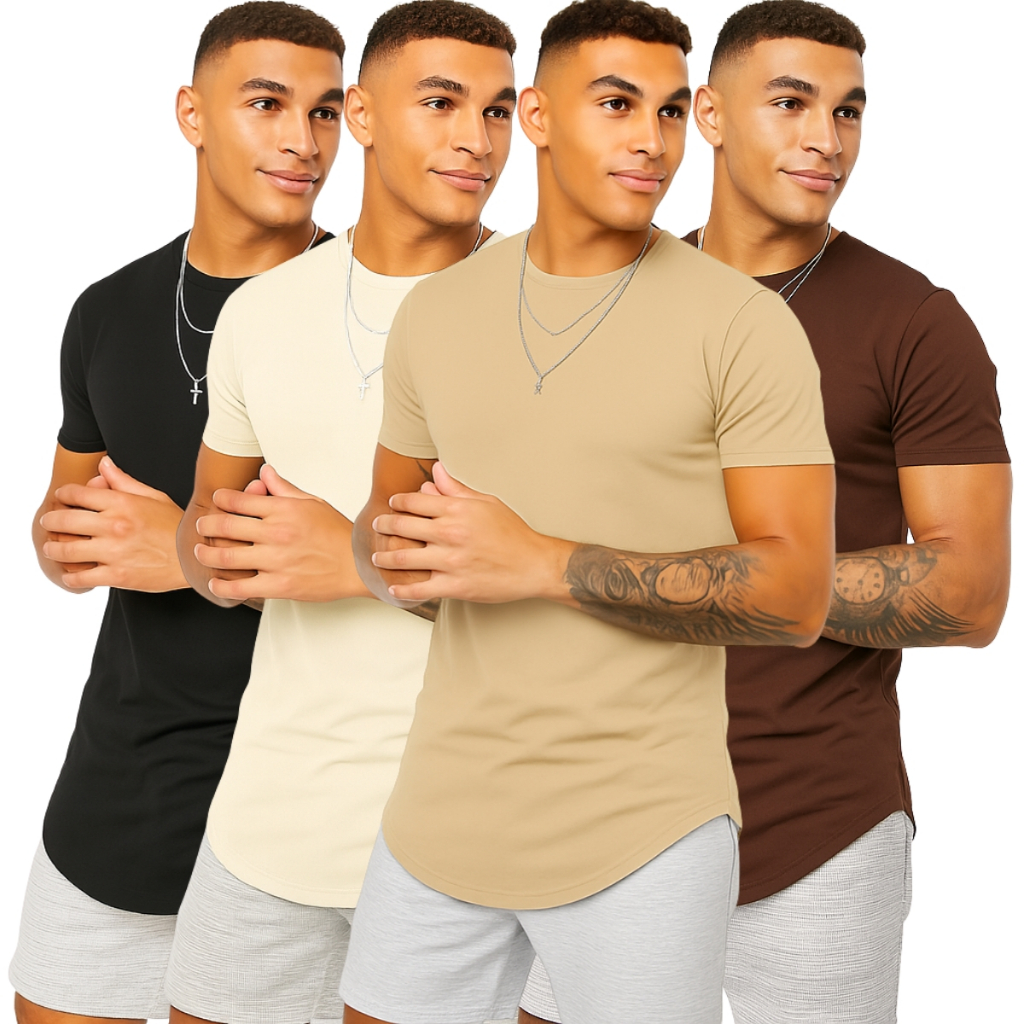 Camiseta Masculina Longline Algodão Overside Swag Academia em Oferta na Shopee