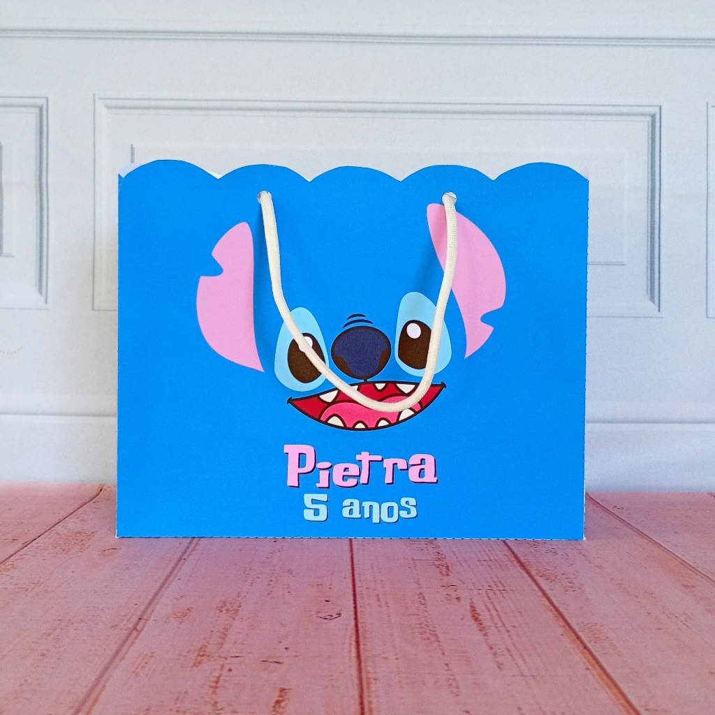 Sacolinha Personalizada Stitch – Lembrancinha Festa / Aniversário Infantil – Tamanho G
