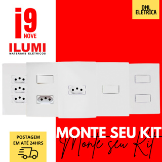 Monte seu Kit Tomadas e Interruptores Ilumi i9 Branca 4x2 Bivolt em Oferta na Shopee