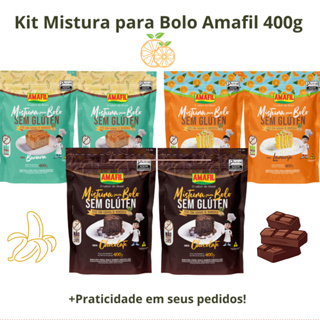 Mistura para bolo sem gluten  2 Chocolate 2 laranja 2 banana Amafil 400g - 6 unidades em Oferta na Shopee