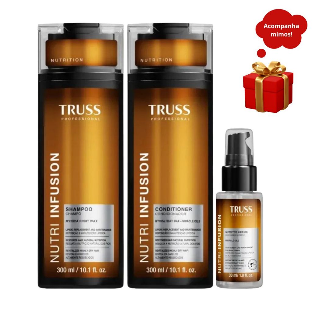 Kit Truss Nutri Infusion 1 Shampoo 1 Condicionador 300ml 1 Óleo 30ml