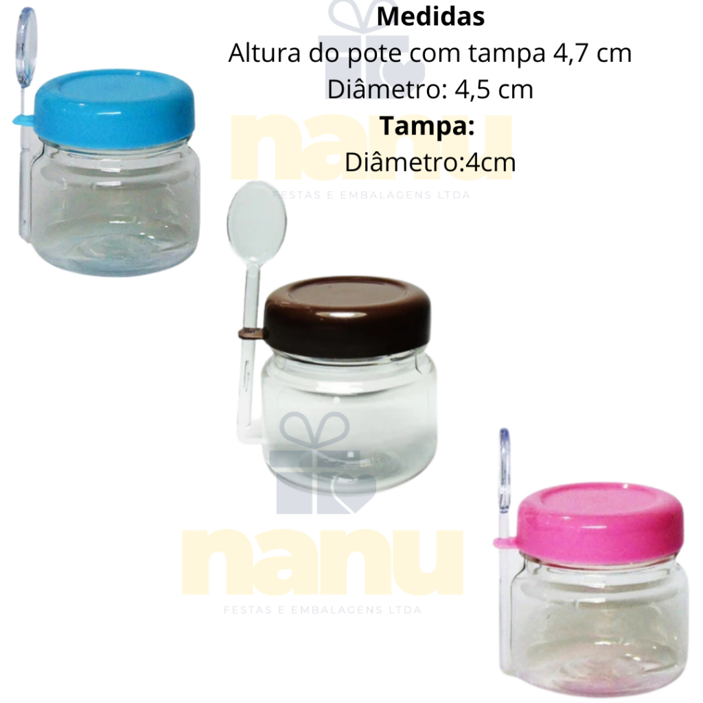150 Potes papinha 40 ml -potes com colher e com tampa potinhos para lembrancinhas festas aniversario