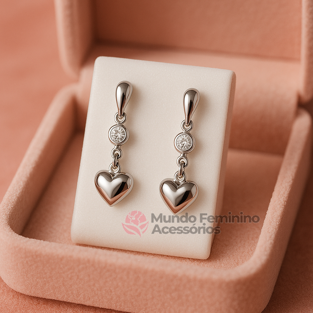 Brinco Coração em Aço Inoxidável – Elegante, Antialérgico e Atemporal (3cm) em Oferta na Shopee