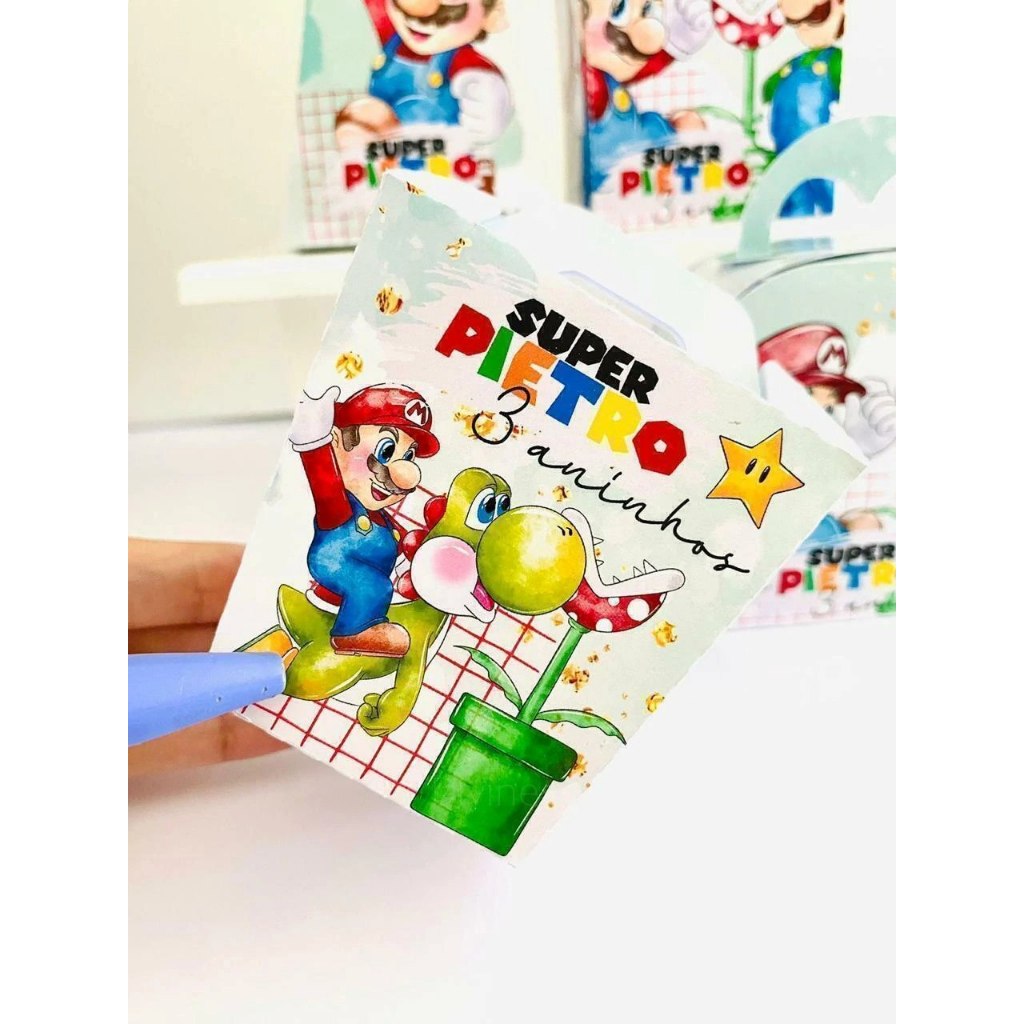 Kit Personalizado Super Mario e Luigi - Super Mario Bros - Super Mario e Luigi Aquarela PEGUE E MONTE