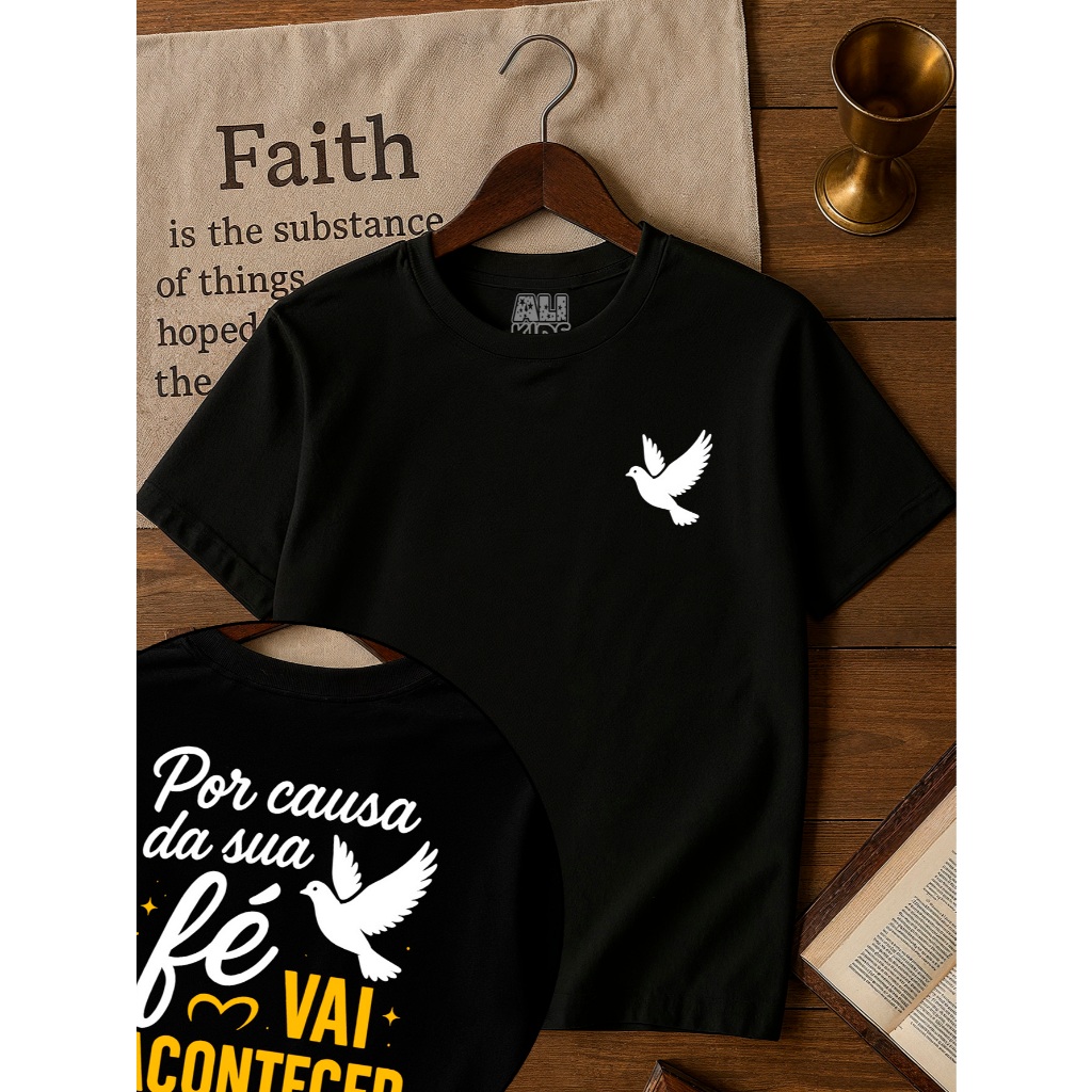Camiseta Gospel Mateus 9:29 Juvenil e Infantil Unissex