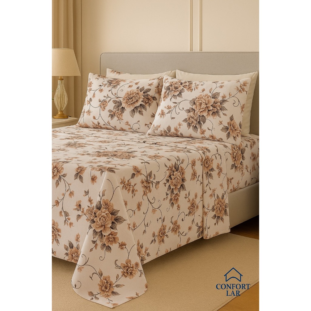 Jogo de Cama Lençol Para Cama Micropercal 100% Algodão Toque Macio e Aconchegante