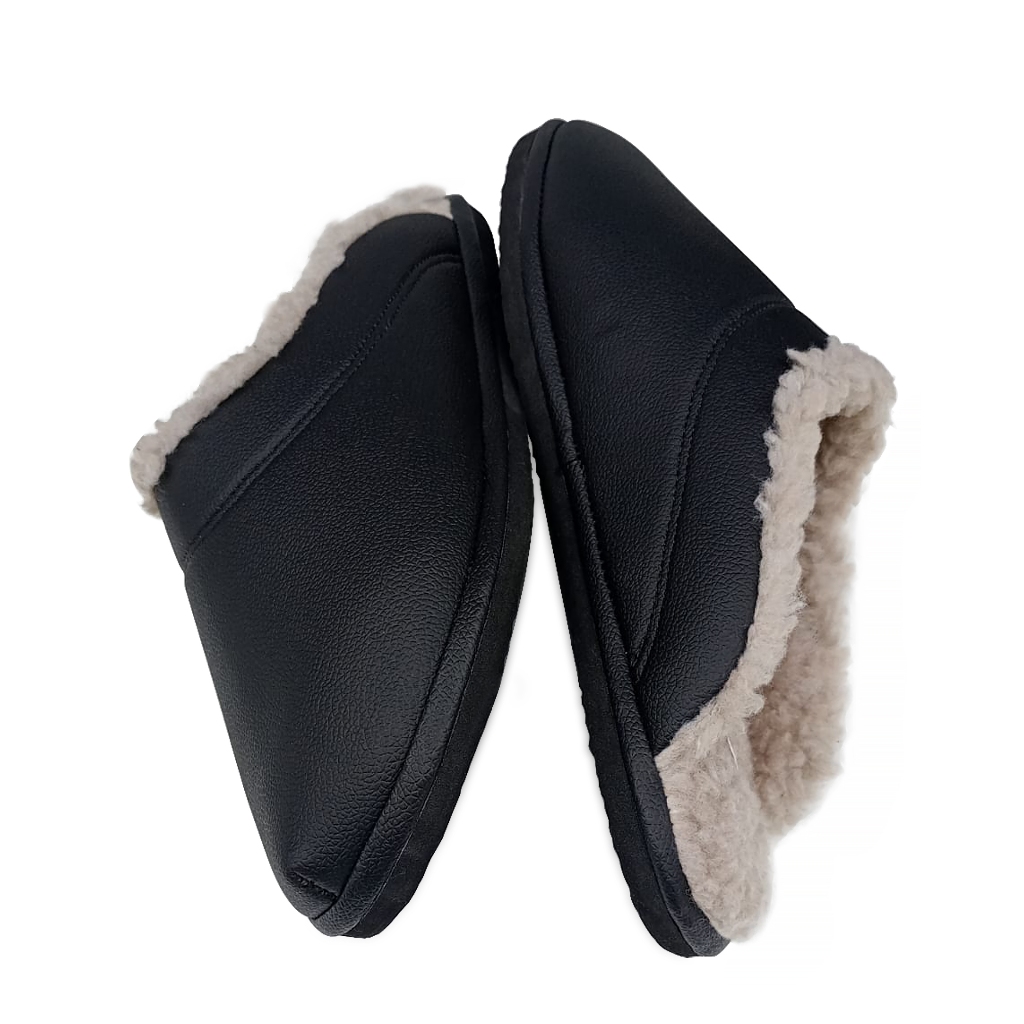 Pantufa Masculina de Couro com  Lã Carneiro Jade Camel - Pantufa Chinelo 33 ao 48