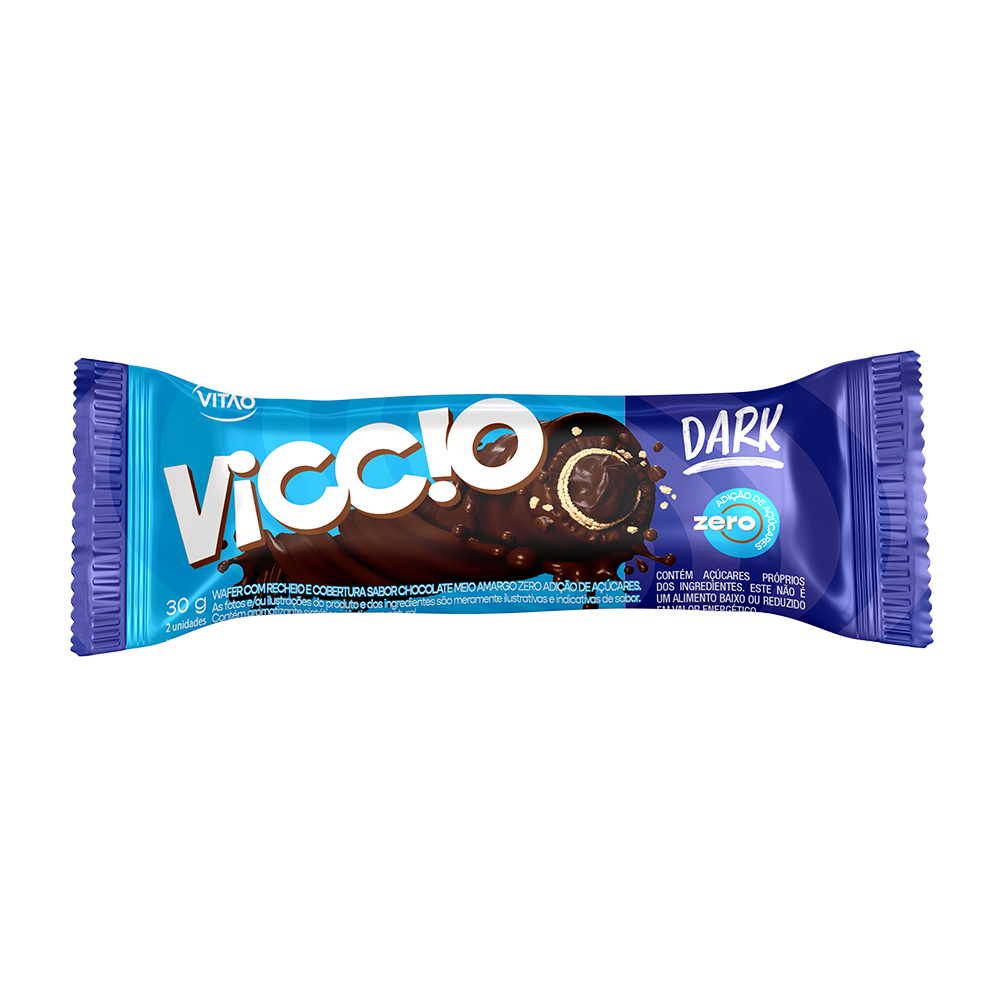 Rolinho Chocolate Meio Amargo Zero Açúcar Viccio 30 g