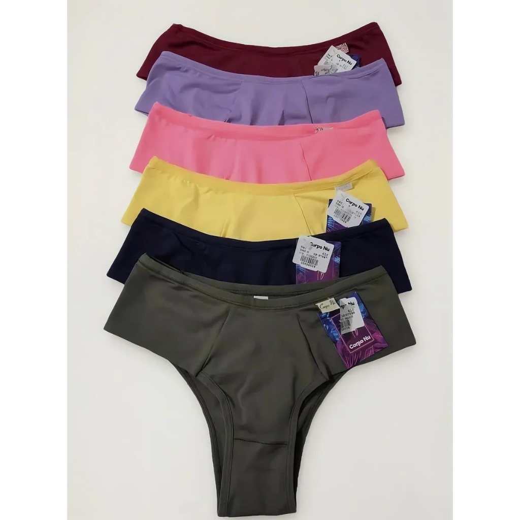 Calcinhas Femininas Corpo Nú 610 Tradicional Básica Laterais Duplas Conforto Kit com 5 em Oferta na Shopee