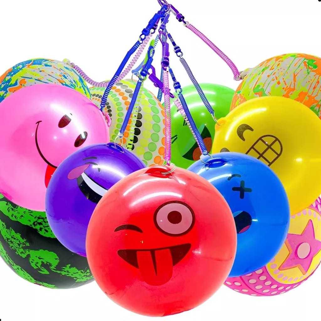 Kit Com 20  Bolas De Vinil Cordão Mola Inflável Sortidos Lembrancinha Infantil