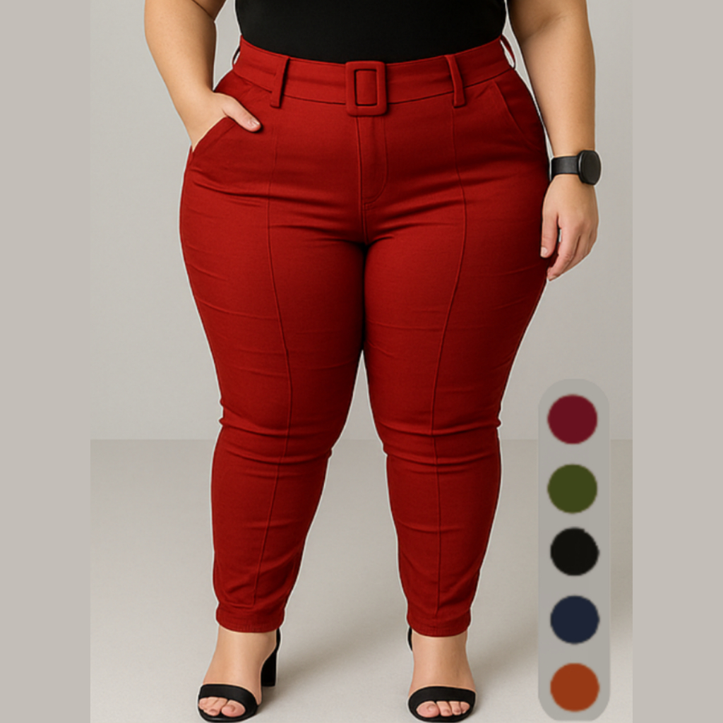 Calça Plus Size Feminina Social Tecido Bengaline Estica Muito com Bolso e Cinto Alfaiataria 42 ao 52 em Oferta na Shopee