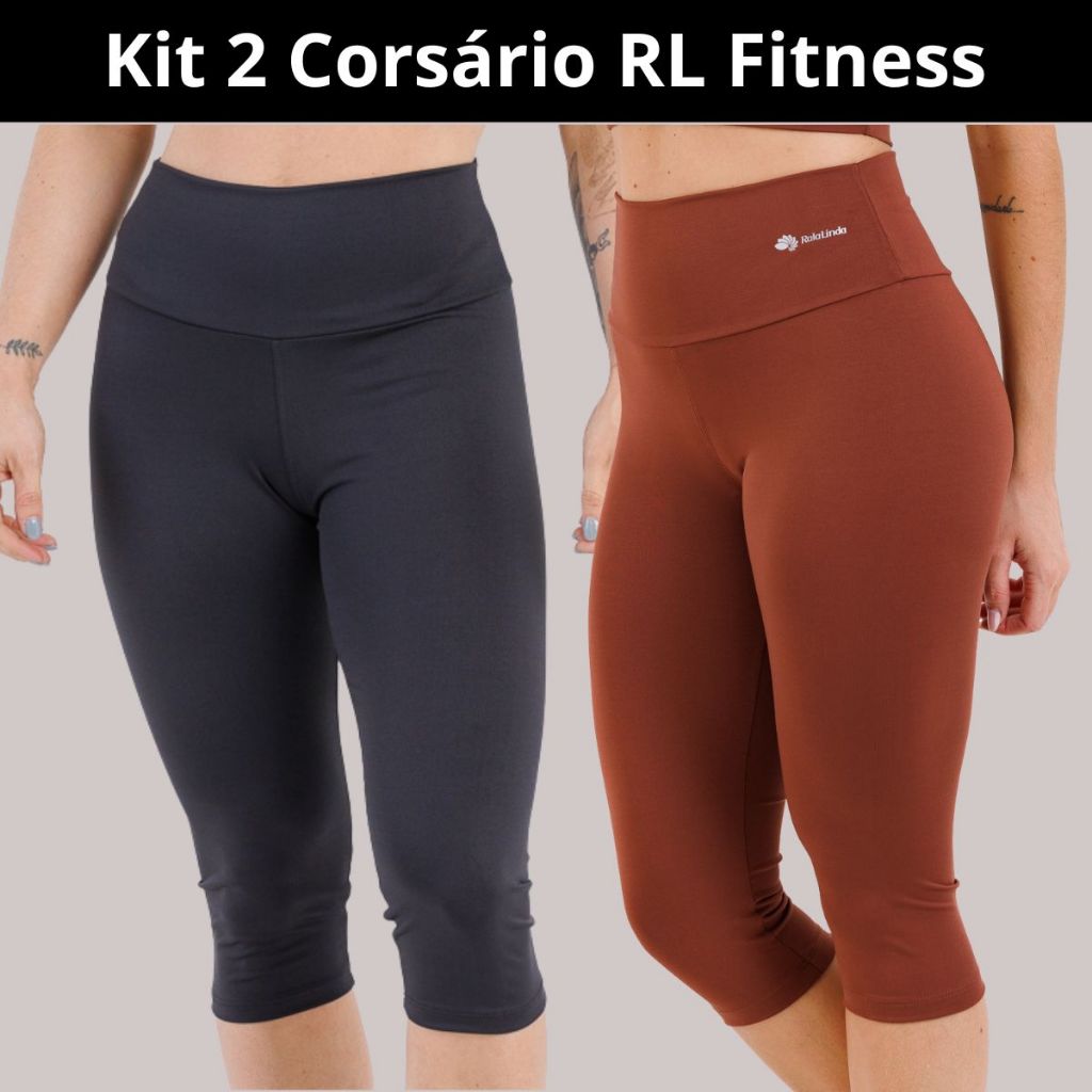 KIT COM 2 BERMUDAS CORSÁRIO LEGGING FITNESS PARA ACADEMIA 90222-K2-C5 em Oferta na Shopee