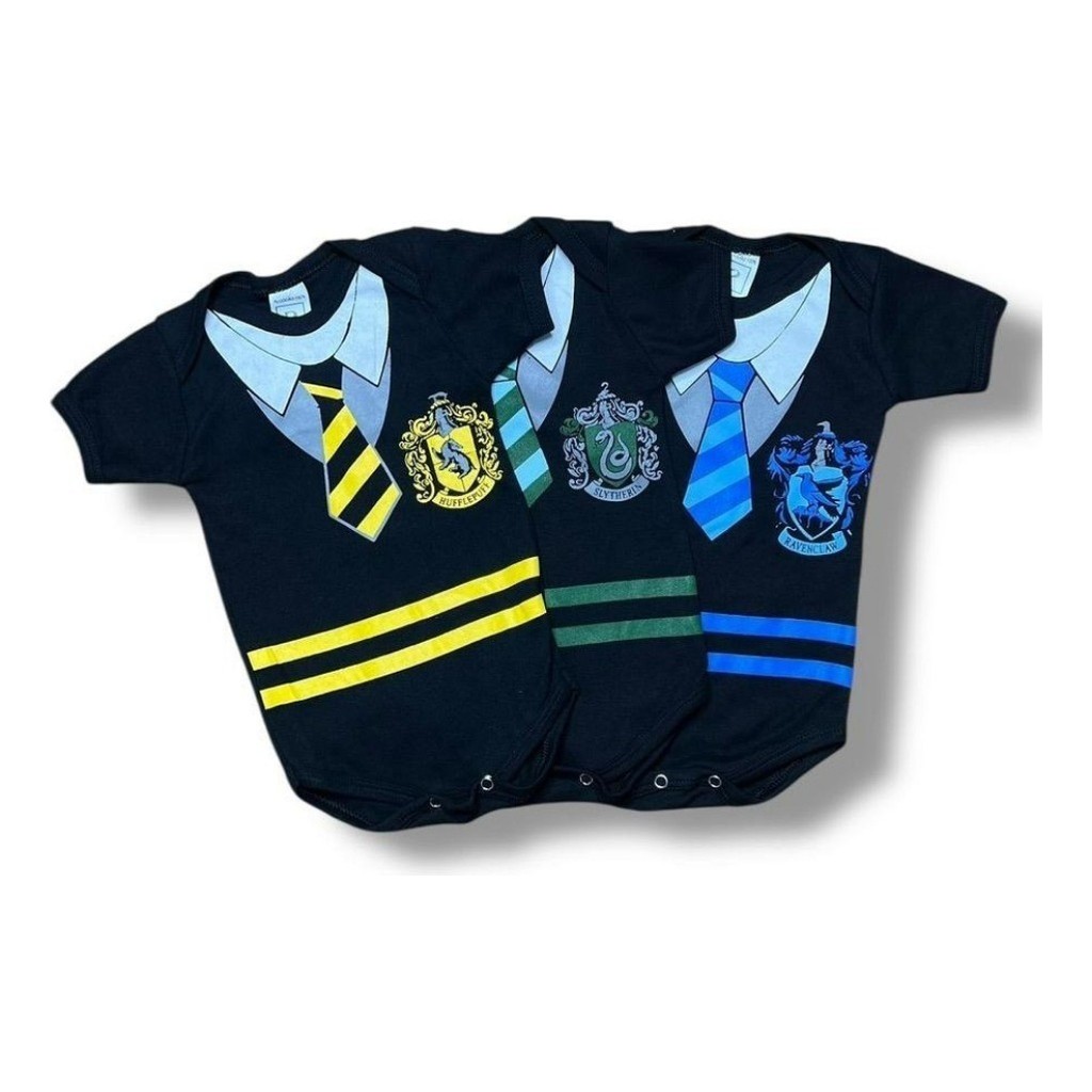 Body Temático Harry Potter Fantasia Bebê Mesversário Óculos Casas de Hogwarts