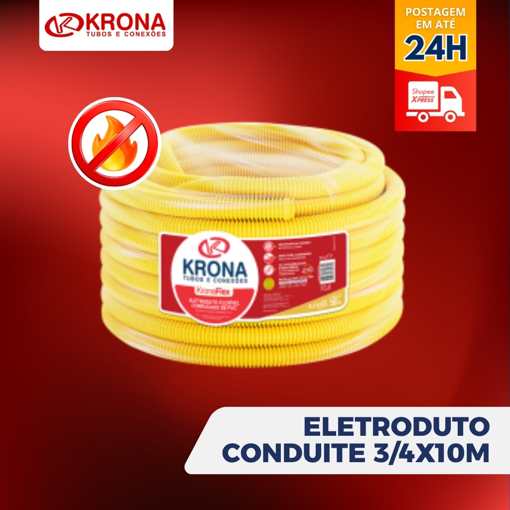 Conduite 3/4 X 50m Eletroduto Krona Original Rolo Mangueira Corrugada em Oferta na Shopee