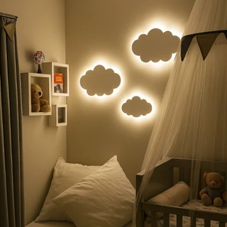 Kit 3 Luminaria Nuvem Decoração Led MDF 15MM Decoracao Infantil PRONTA ENTREGA