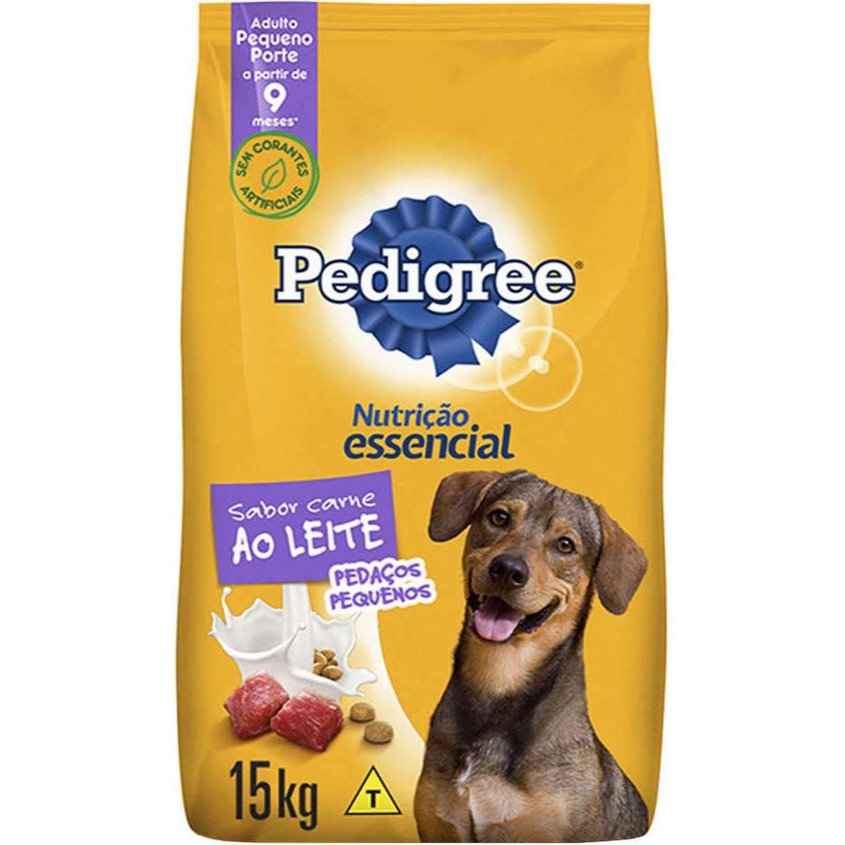 Ração Pedigree Nutrição Essencial para Cães Adultos RP sabor Carne ao leite 15kg