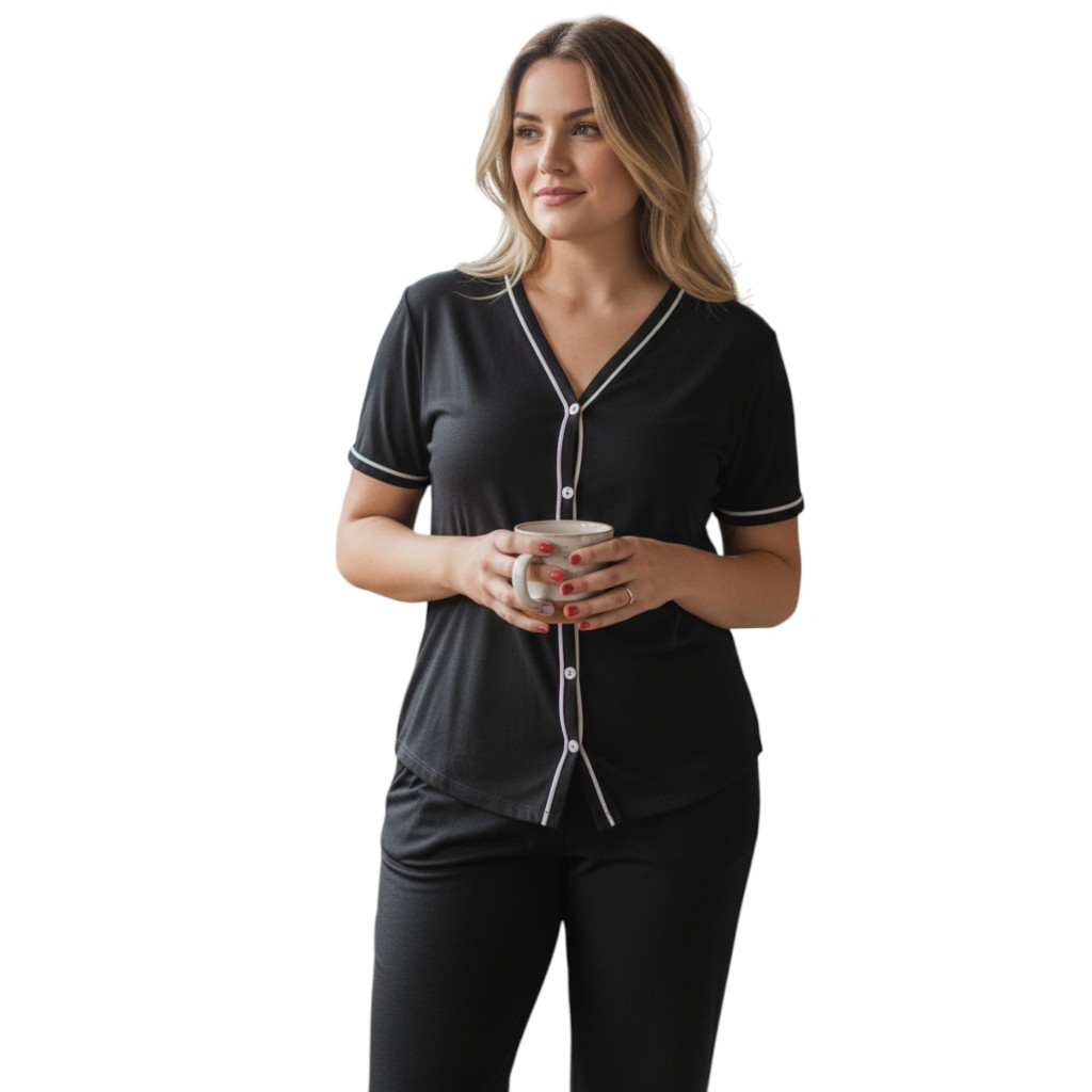 Pijama Feminino Amamentação de botões Cirurgico em Malha Premium Pós Parto em Oferta na Shopee