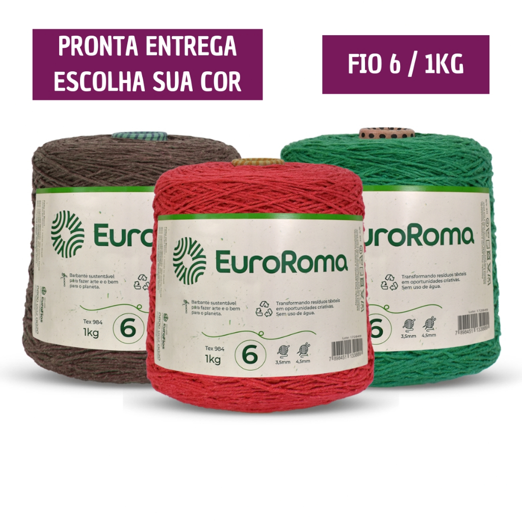 Barbante EuroRoma Colorido Nr 6 1Kg 1014m - Cores - Tricô / Crochê PROMO em Oferta na Shopee