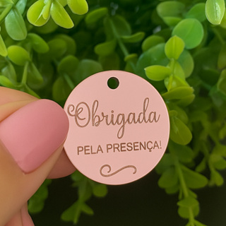 Kit com 10 Tag Personalizada em acrílico espelhado "Obrigada pela Presença" ✨ em Oferta na Shopee