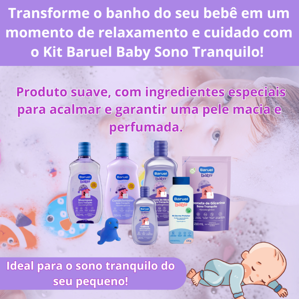 Kit Higiene Bebê 6 itens Baruel Baby + bichinho de banho Sono tranquilo