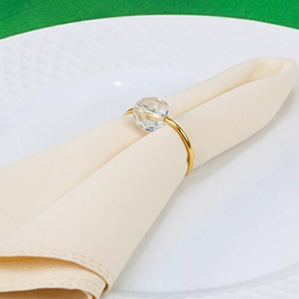 Kit 10 Argola Anel de Guardanapo Cristal Porta Guardanapo Decoração Mesa Posta Páscoa Dia das Mães