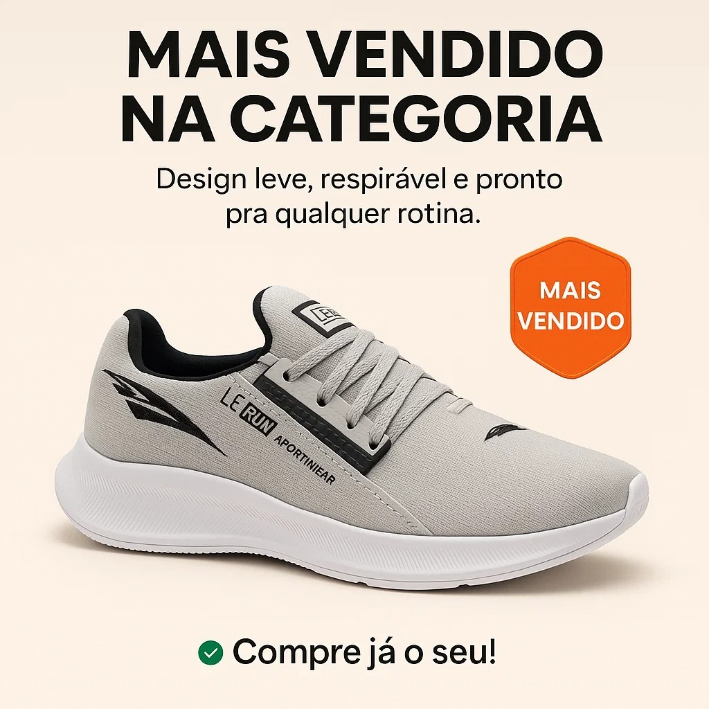 Tênis Feminino Le Run Esportivo Malha Respirável Confortável Para Caminhada, Academia e Corrida