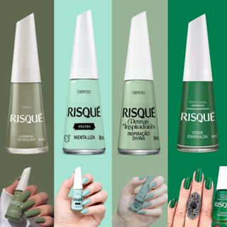 Esmalte Risqué Tons de Verde Cremosos Atacado Profissional em Oferta na Shopee
