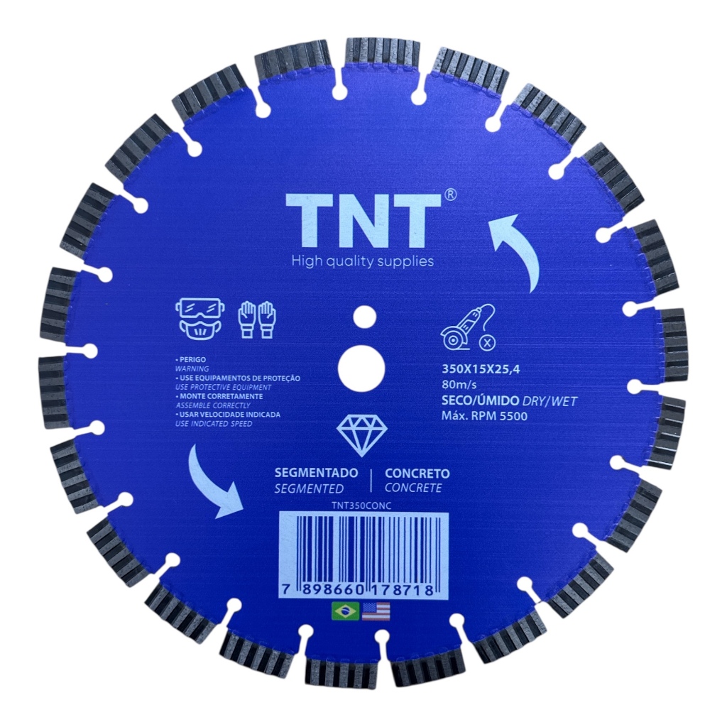 Disco Diamantado Segmentado 350mm Para Stihl Laser Welded TNT Concreto Pavers Calçadas Construção