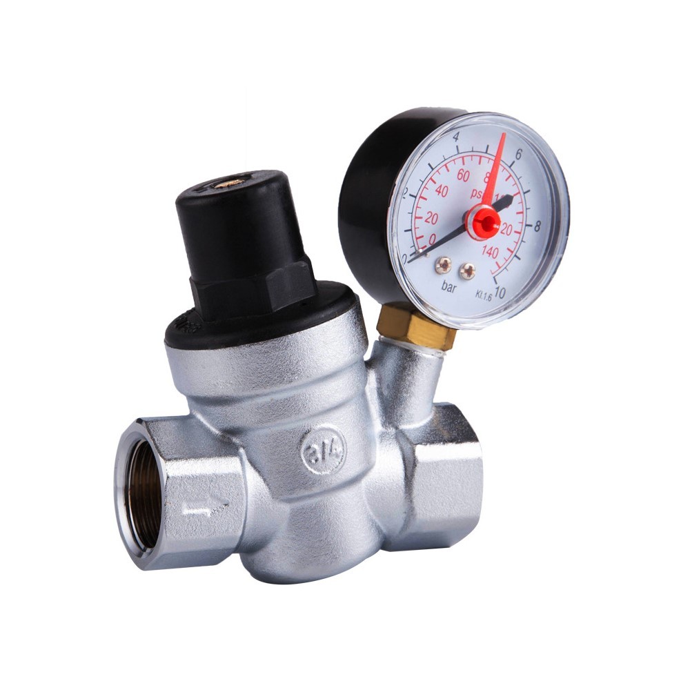 Válvula Redutora Reguladora De Pressão 3/4 Com Manômetro