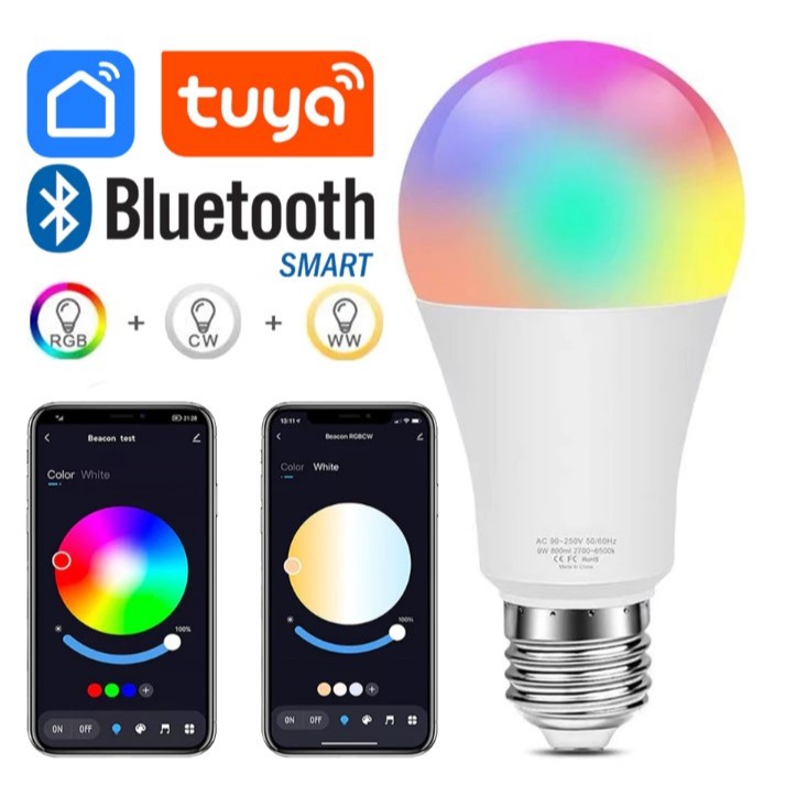 Lâmpada Led Inteligente Smart Bluetooth Compatível App TUYA Bulbo E27 Rgb (5680)