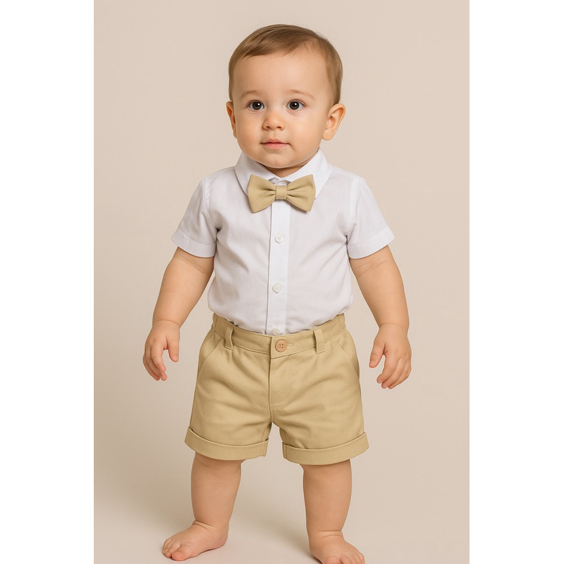 Conjunto Infantil Pajem Social 3 Peças Body Camisa + Gravata Borboleta + Shorts Gabardine em Oferta na Shopee