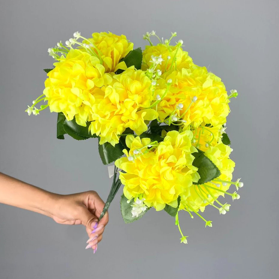 Buquê de Pompom grande artificial com 9 flores - BY800578 — imagem 2 de 2