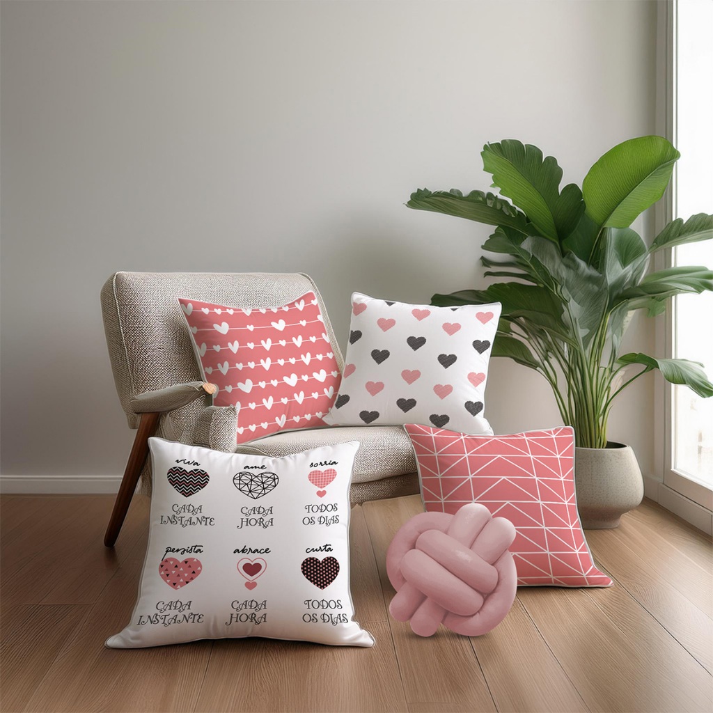 Kit 04 Capas De Almofada Decorativa Mais Nozinho Kit Love Amarelo em Oferta na Shopee