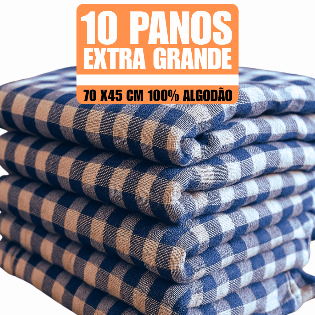 10 Pano De Chão grande Xadrez Tamanho Grande 70x45 saco duplo pano de limpeza algodão em Oferta na Shopee