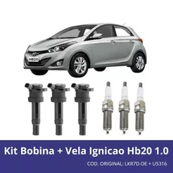 Kit Bobina + Vela Ignicao Hb20 1.0 2013 2014 2015