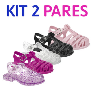 Kit Sandália Infantil Menina Papete Feminina Confortável Leve Antiderrapante Macia Blogueirinha
