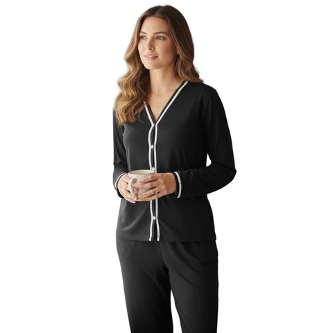 Pijama Americano  Amamentação Longo de Inverno em malha com botões