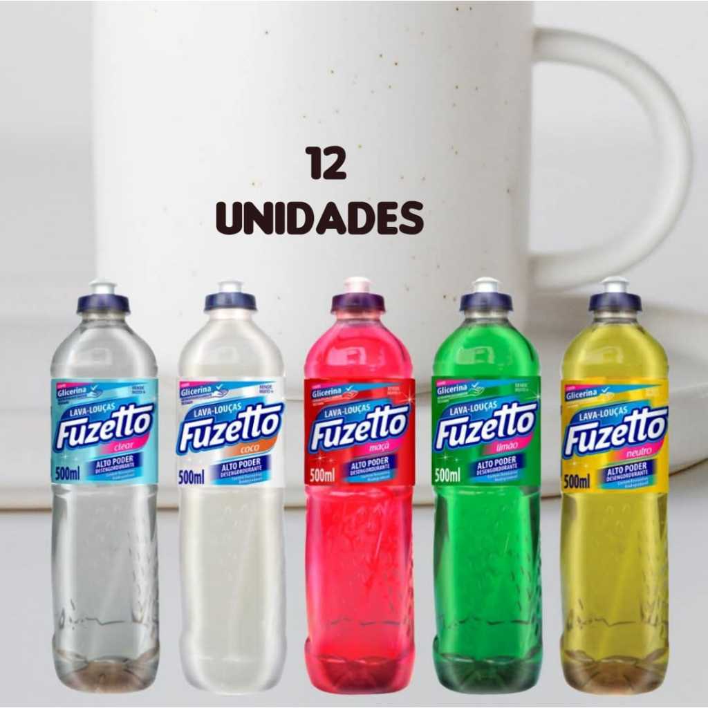 Kit 12 Detergente Lava-louças Cozinha FUZETTO