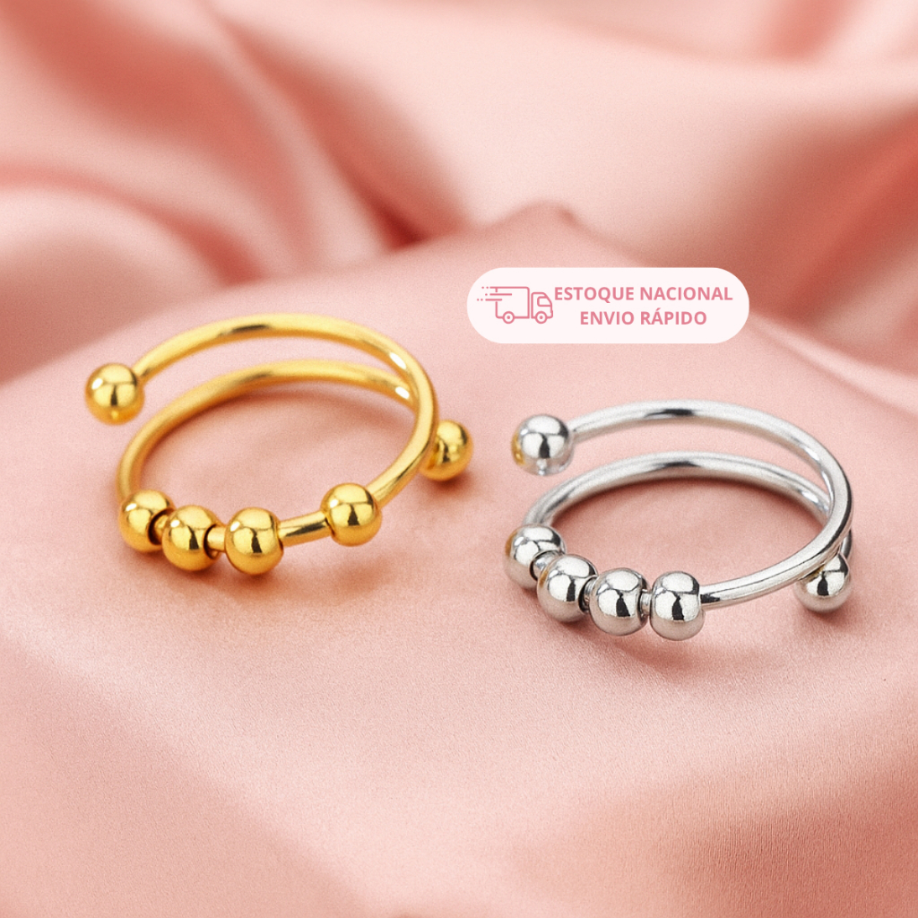 Anel Anti Stress Ansiedade Mau Humor Alívio Autocontrole Calmante Bolinhas Ajustável Unissex Lindo em Oferta na Shopee