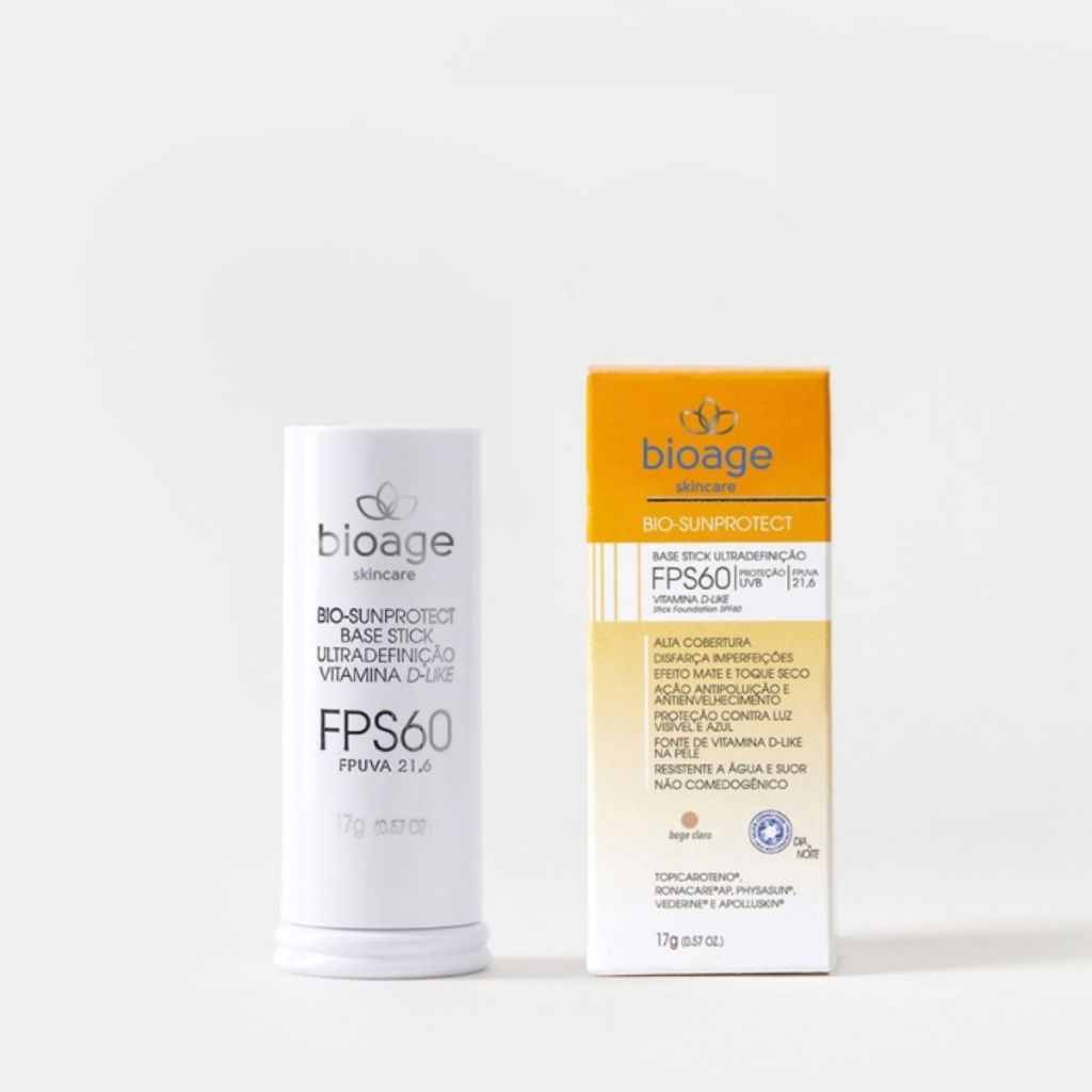 Protetor Solar Facial em Base Stick Vitamina D Fps 60 Bege Claro - 17G Bioage em Oferta na Shopee