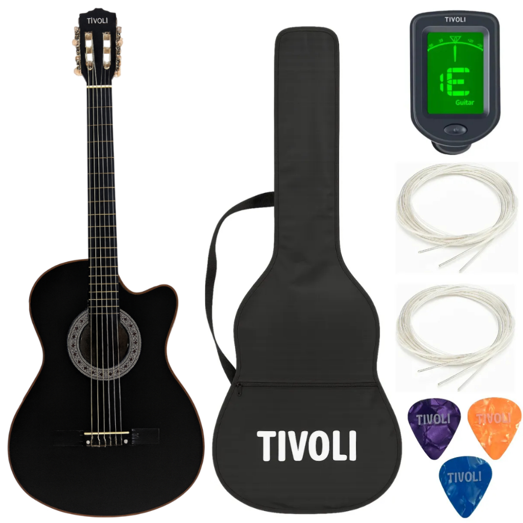 Violão Acústico Tivoli Nylon 38" Cutaway + Capa, Afinador e Kit em Oferta na Shopee